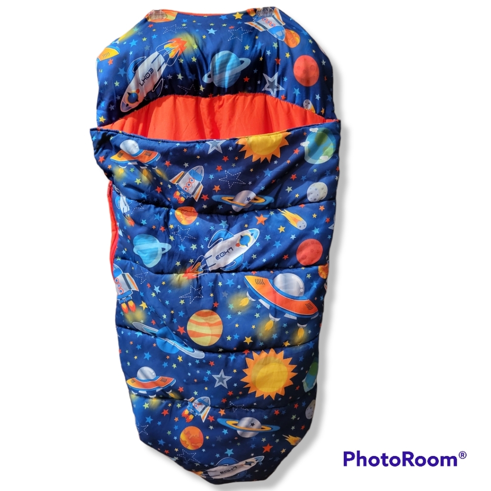 Space Theme Children Toddler Sleeping Bag with Pillow Fitted for Bed New